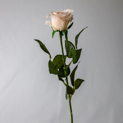 Light Pink Real Touch Half Bloom Rose - Realistic Artificial Flowers