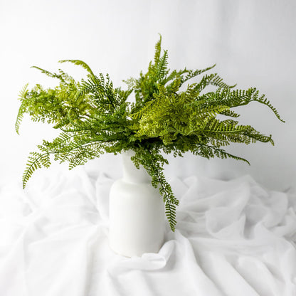 artificial Herringbone Ferns in white vase