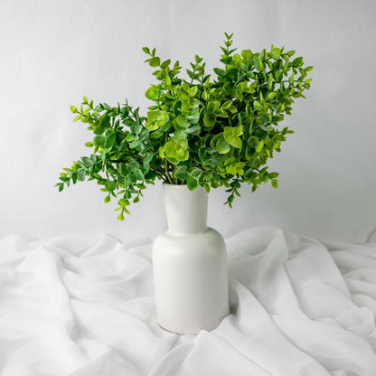 artificial Green Short Mini Gum Green in white vase