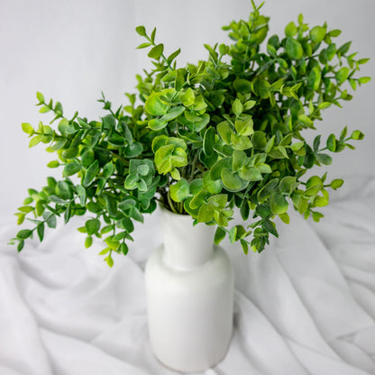 artificial Green Short Mini Gum Green in white vase