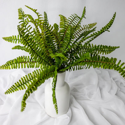 artificial Fishbone Fern in white vase