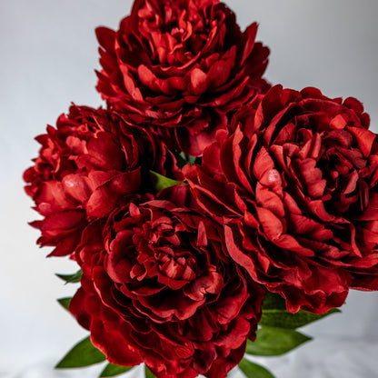 artificial Burgundy Peony Large Bloom closer look