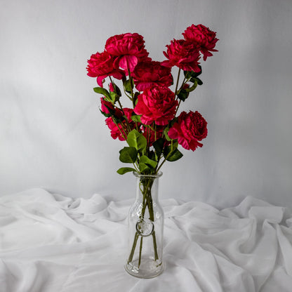 artificial Fuchsia Peony Mini Bloom in glass vase