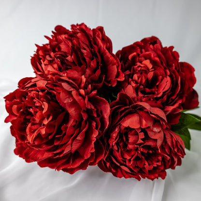 artificial Burgundy Peony Large Bloom closer look