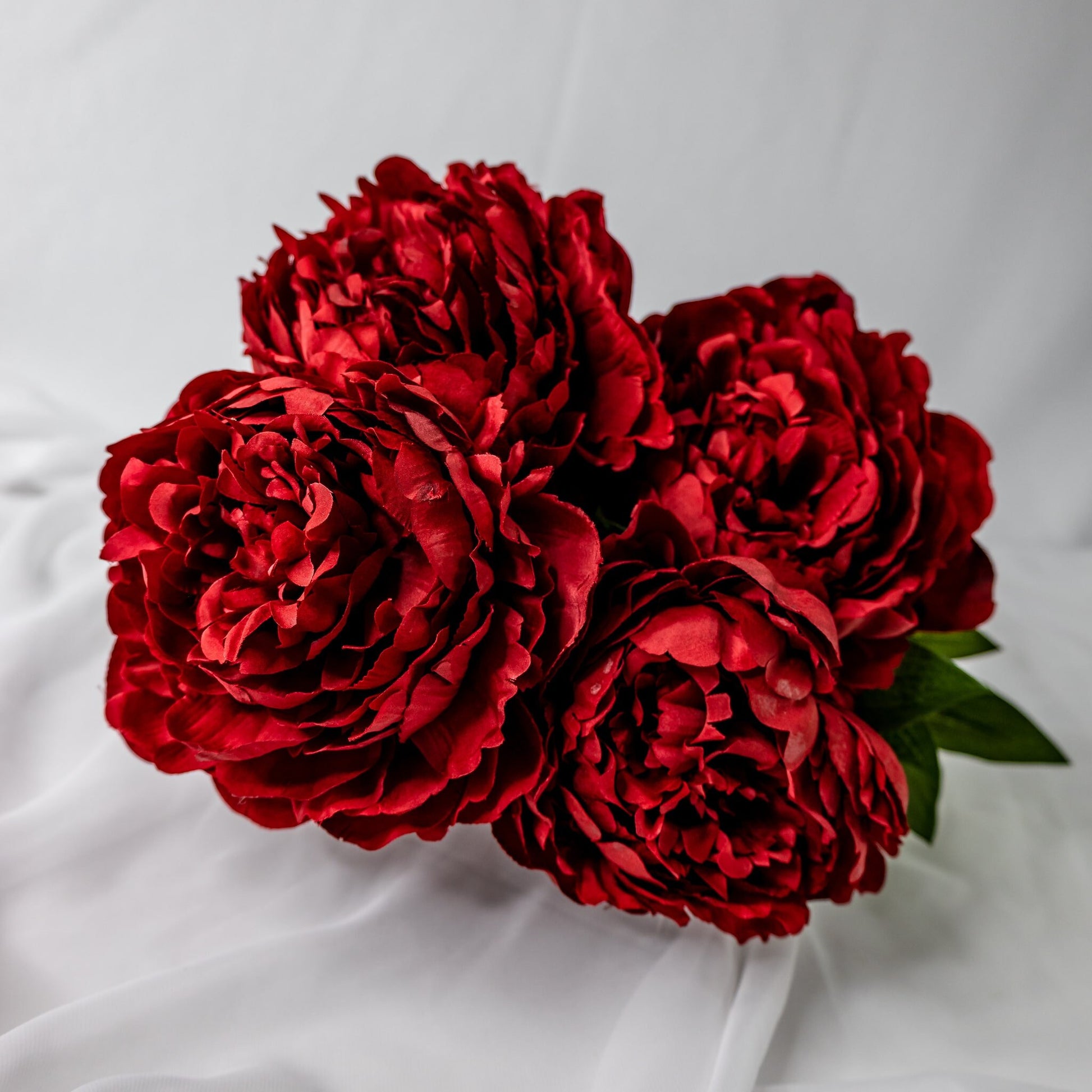 artificial Burgundy Peony Large Bloom closer look