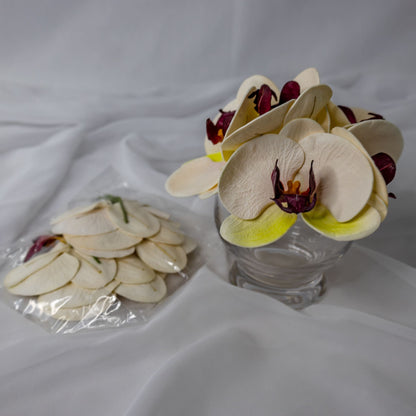 artificial White, Pink & Green Phalaenopsis Flowerhead in glass vase