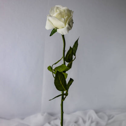 artificial white open bloom rose