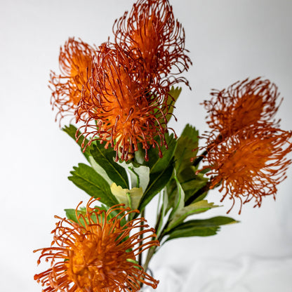 Burnt Orange Leucospermum - Realistic Artificial Flowers