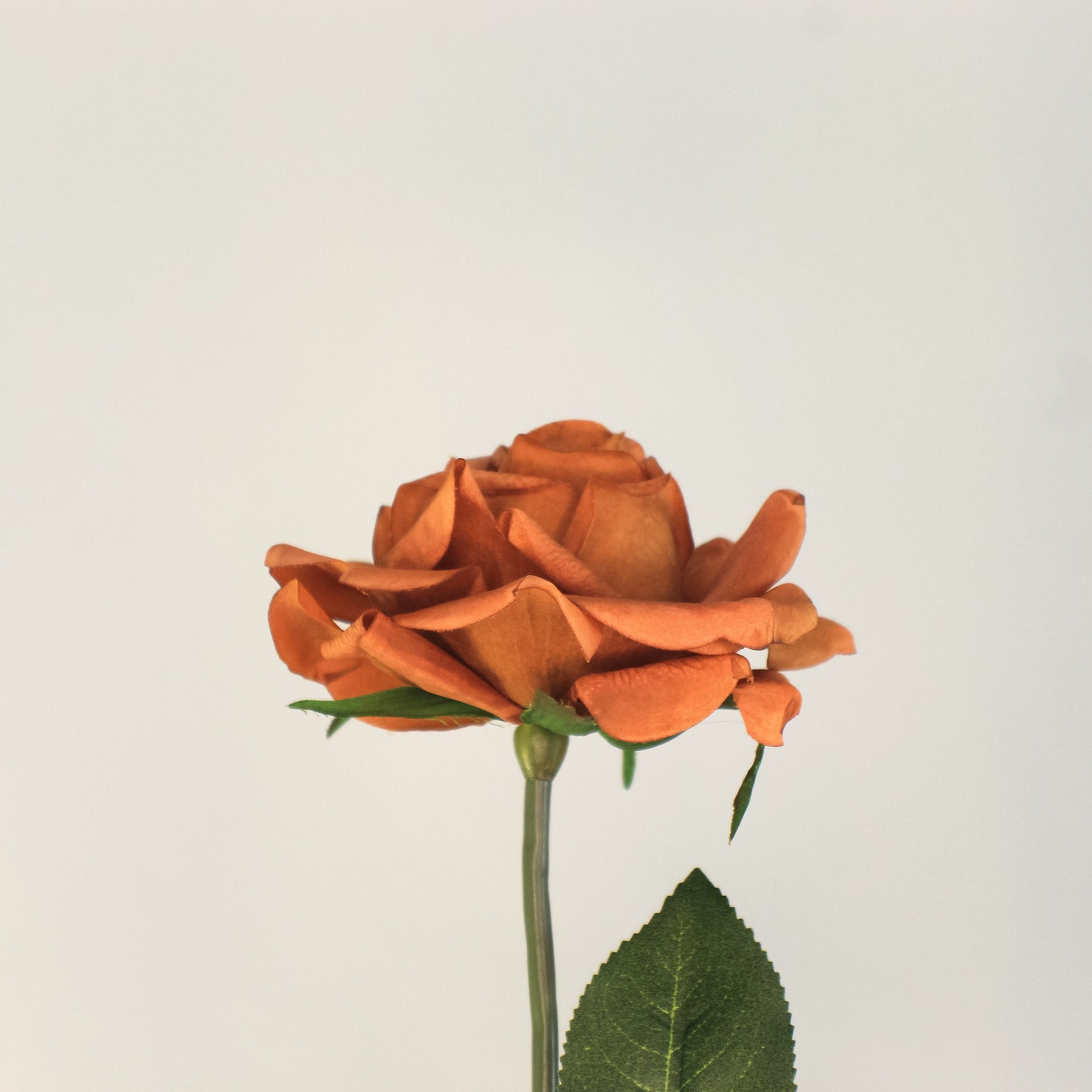 Rust Real Touch Full Bloom Rose - Realistic Artificial Flowers