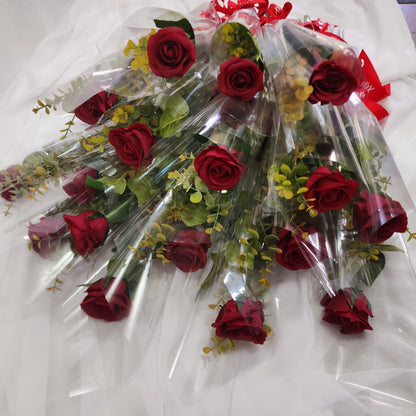 Gift Wrapped, Single, Real Touch, Red Rose - Realistic Artificial Flowers