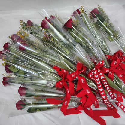 Gift Wrapped, Single, Real Touch, Red Rose - Realistic Artificial Flowers