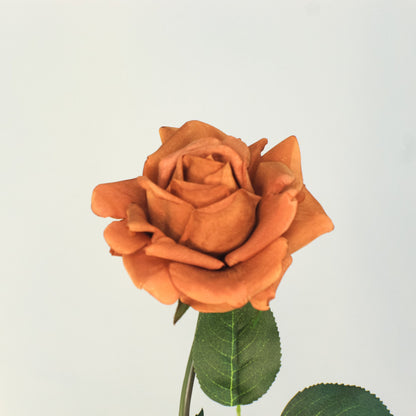 Rust Real Touch Full Bloom Rose - Realistic Artificial Flowers