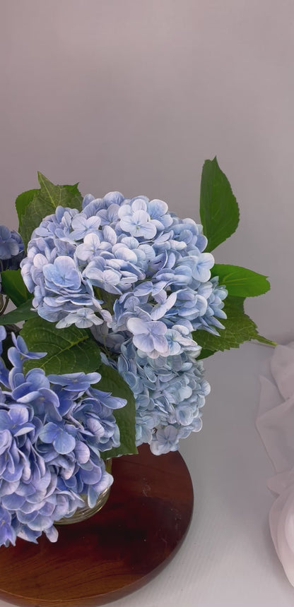 Blue Real Touch Hydrangeas Arranged in Water - Realistic Artificial Flowers