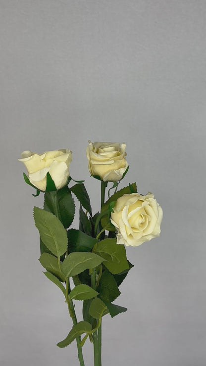 Cream Real Touch Half Bloom Roses - Realistic Artificial Flowers