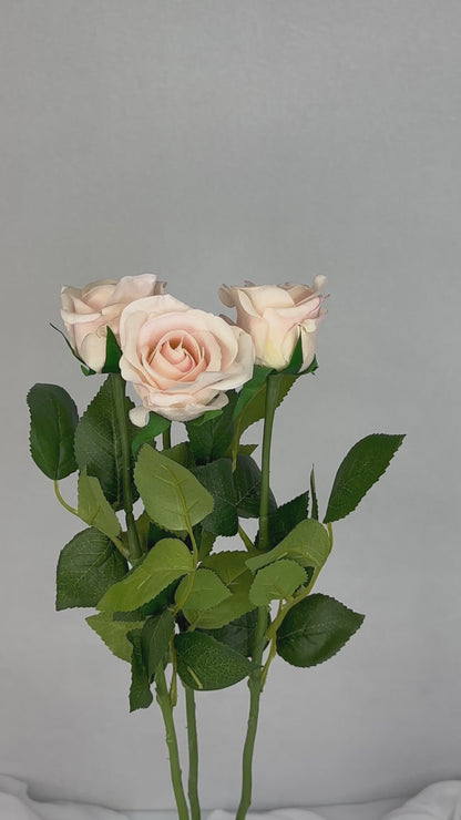 Light Pink Real Touch Half Bloom Rose - Realistic Artificial Flowers