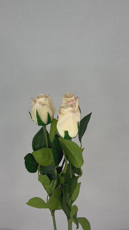 Pale Peach Real Touch Open Bud Roses  - Realistic Artificial Flowers