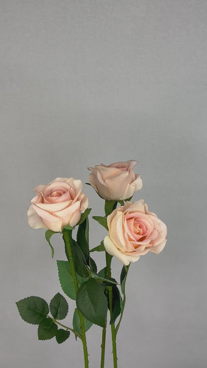 Coral Real Touch Half Bloom Roses - Realistic Artificial Flowers