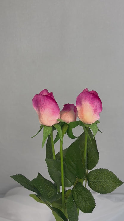 Fuchsia Real Touch Rose Bud - Realistic Artificial Flowers