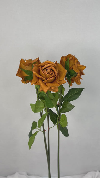 Rust Real Touch Full Bloom Rose - Realistic Artificial Flowers