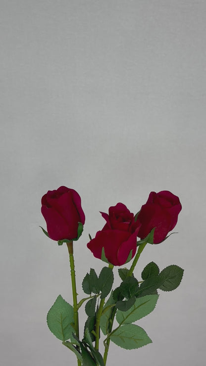 Red Real Touch Open Bud Rose - Realistic Artificial Flowers