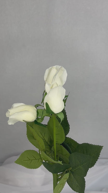 Off White Real Touch Rose Bud  - Realistic Artificial Flowers