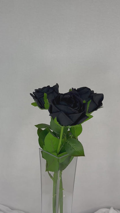 Black Large Real Touch Rose - Realistic Artificial Flowers