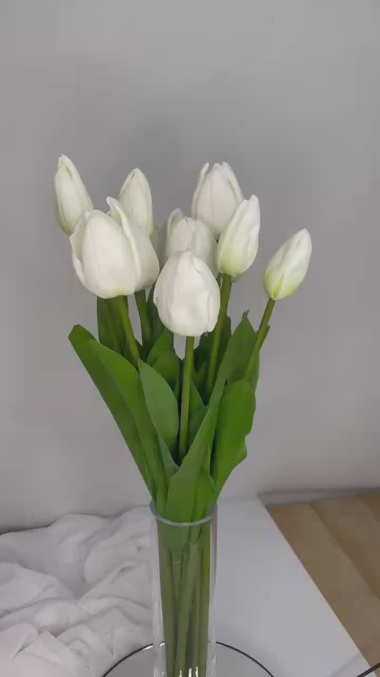 White Tulip Real Touch Bud and Bloom