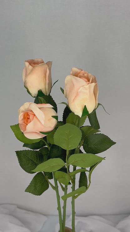 Coral Real Touch Open Bud Rose - Realistic Artificial Flowers