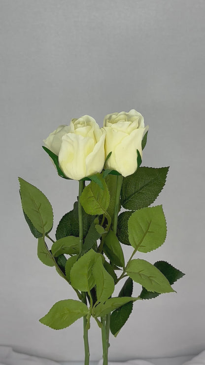 Cream Real Touch Rose Open Bud - Realistic Artificial Flowers