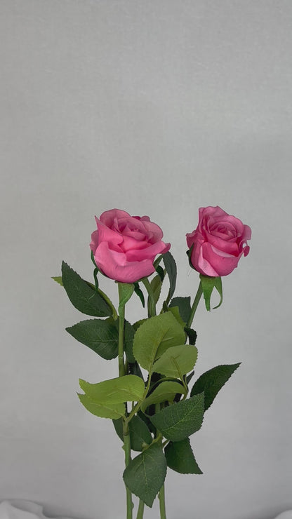 Pink Real Touch Half Bloom Rose - Realistic Artificial Flowers