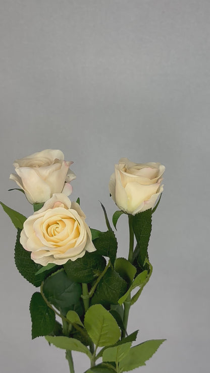 Pale Peach Real Touch Half Bloom Rose - Realistic Artificial Flowers