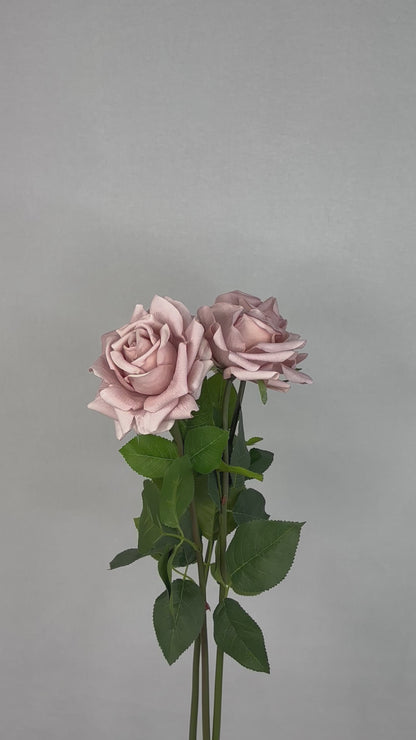 Dusty Pink Rose Real Touch Full Bloom  - Realistic Artificial Flowers