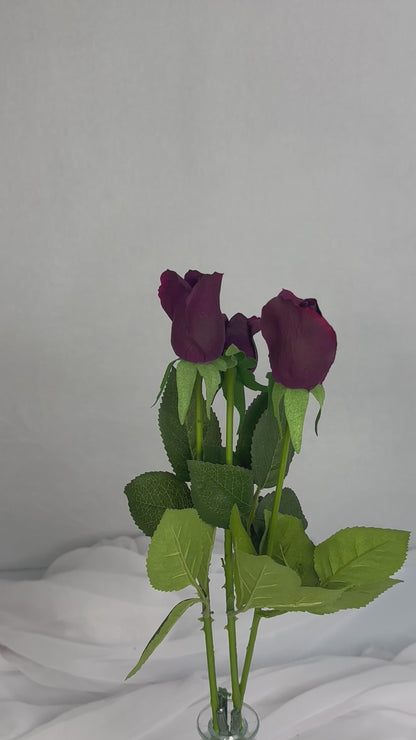 Aubergine Rose Bud  Real Touch - Realistic Artificial Flowers