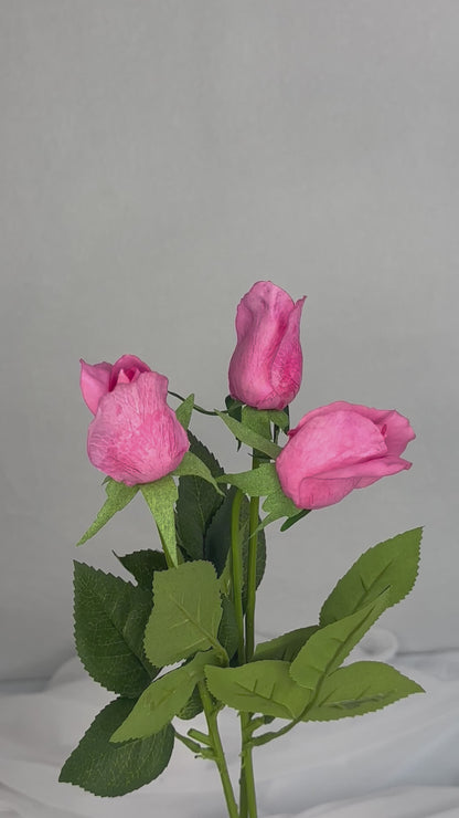 Pink Real Touch Rose Bud - Realistic Artificial Flowers