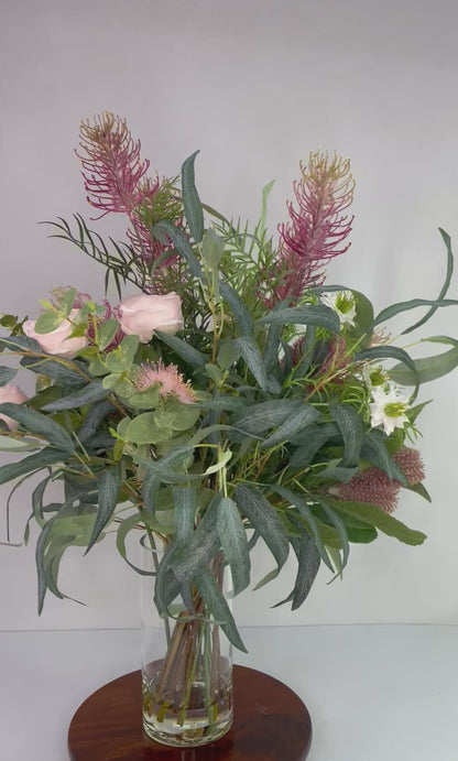 Large Native Arrangement in Pinks, Set in Water - Realistic Artificial Flowers