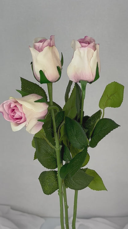 Pink Ice Real Touch Open Bud Rose - Realistic Artificial Flowers