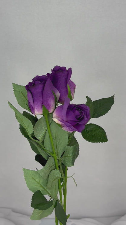 Purple Real Touch Rose Open Bud - Realistic Artificial Flowers