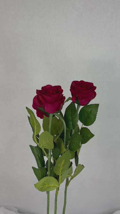 Red Real Touch Half Bloom Rose - Realistic Artificial Flowers