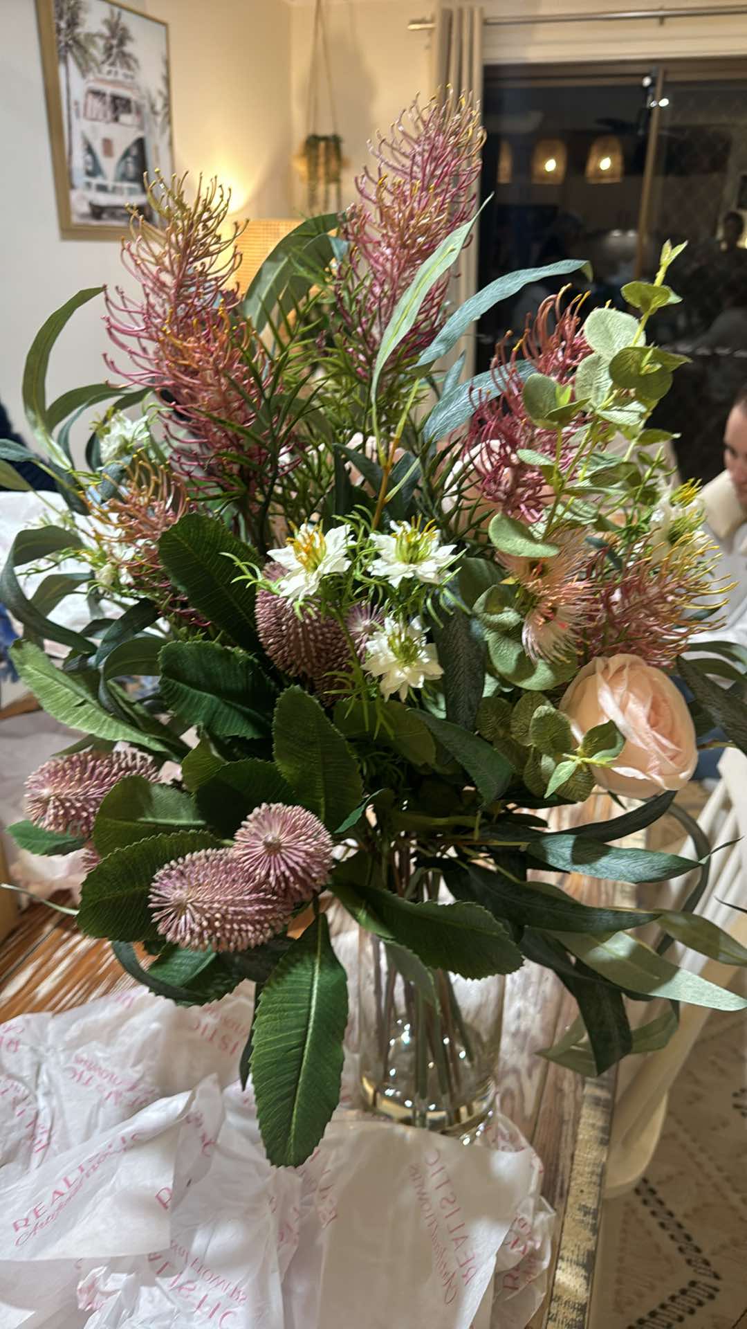 Large Native Arrangement in Pinks, Set in Water - Realistic Artificial Flowers