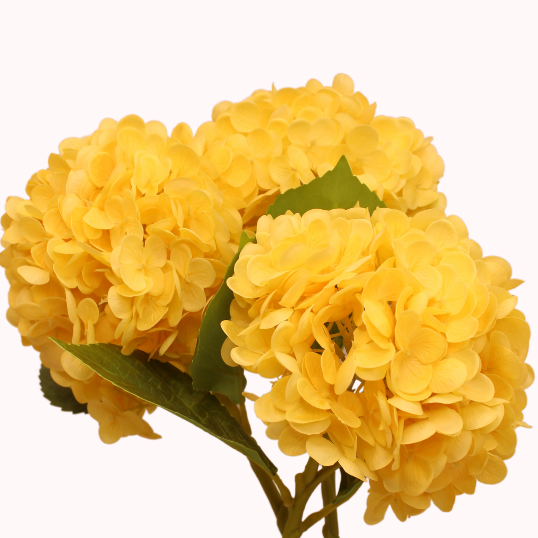 Yellow Real Touch Hydrangea - Realistic Artificial Flowers